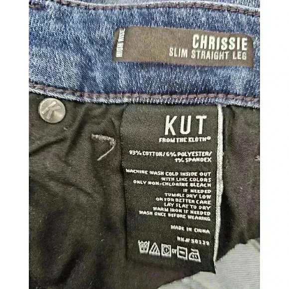 KUT From The Kloth Womens Chrissie Straight Leg Distressed Jeans Fray Size 6 - Picture 10 of 11